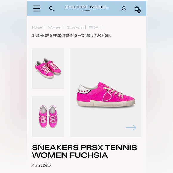 Philippe Model PRSX Tennis Women Sneakers Fuschia size 36 brand new - Picture 8 of 9